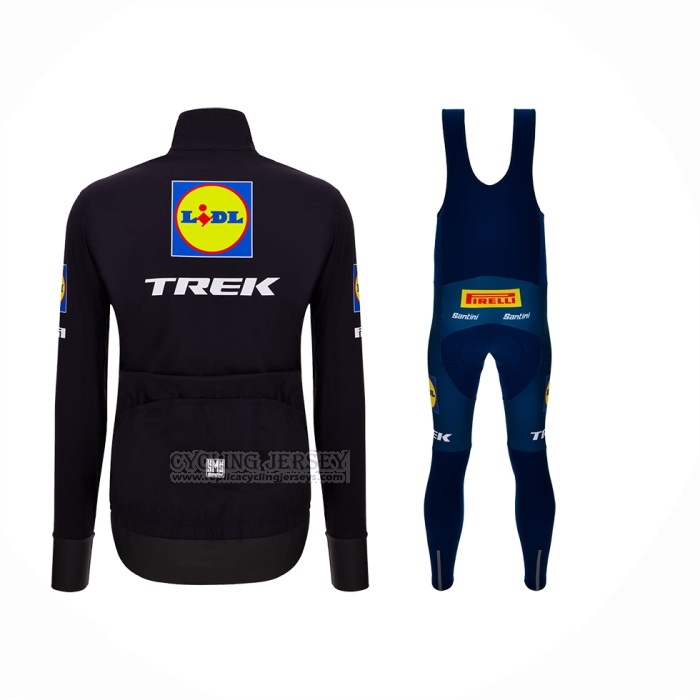2024 Cycling Jersey Lidl Trek Black Blue Long Sleeve And Bib Short
